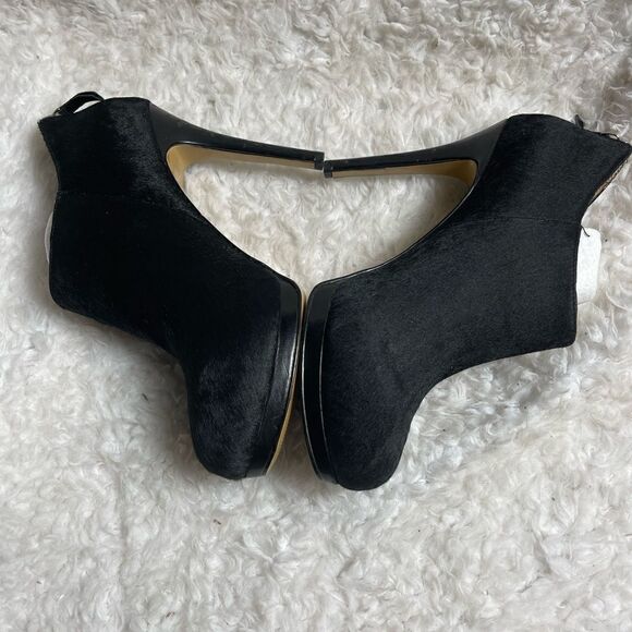 Nine West leather Calf hair black ankle platform heel boots side zipper size8M - Picture 5 of 11